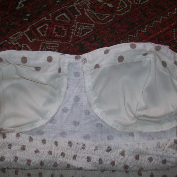 Lily Rose Halter corset Crop top Bustier Blouse Size L Ivory Polka Dot, Linen - Picture 4 of 7